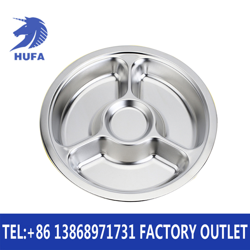 Circular compartment-shaped rice plates, three-compartment, four-compartment and five-compartment fast food plates for student canteens details Picture