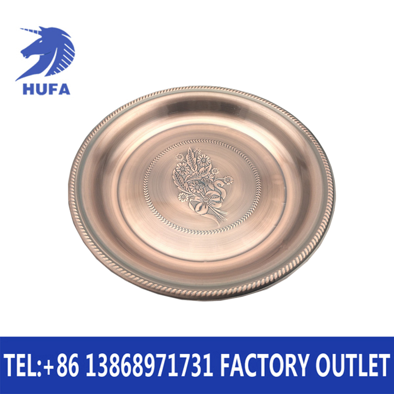 Stainless steel Thai flower plate, exquisite embossed round cherry blossom plate, fruit plate, pattern plate details Picture
