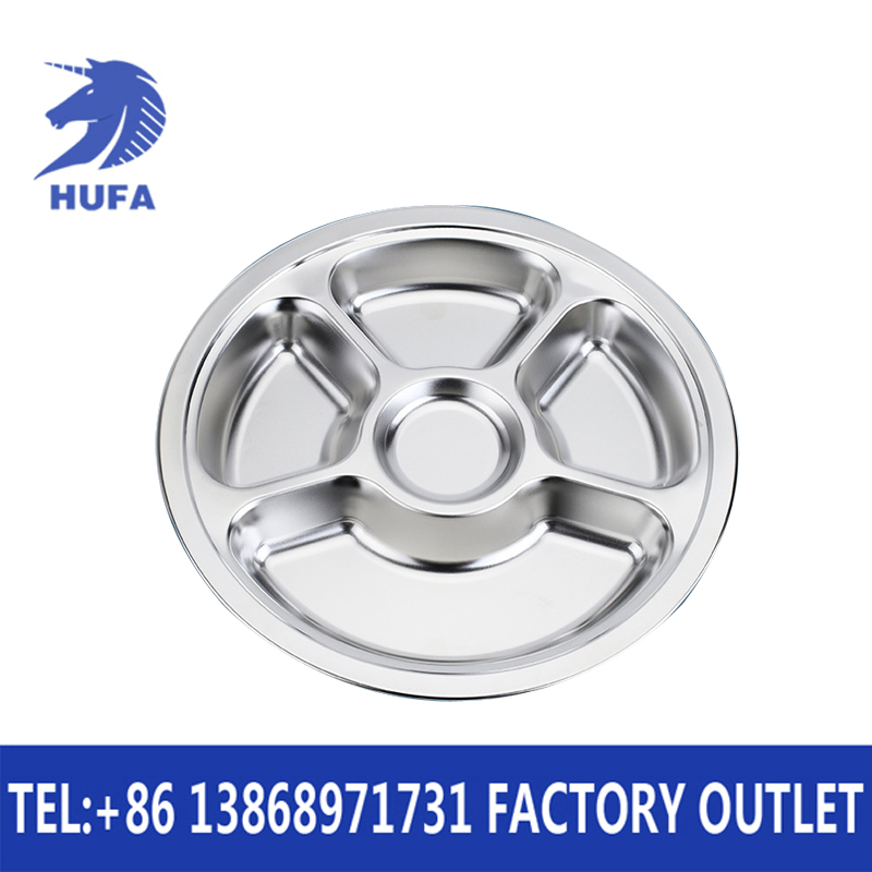 Circular compartment-shaped rice plates, three-compartment, four-compartment and five-compartment fast food plates for student canteens Application Scenario