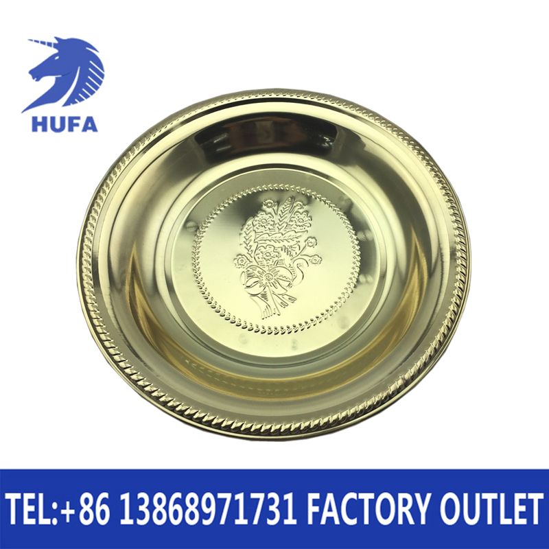 Stainless steel Thai flower plate, exquisite embossed round cherry blossom plate, fruit plate, pattern plate Application Scenario