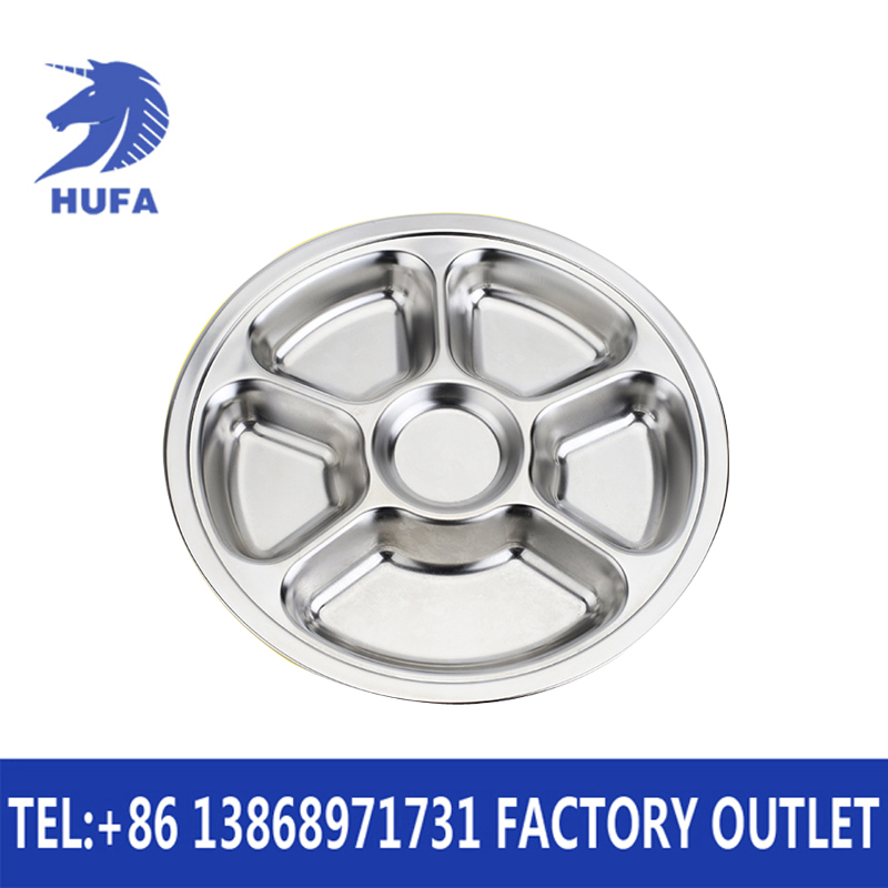 Circular compartment-shaped rice plates, three-compartment, four-compartment and five-compartment fast food plates for student canteens Specification image