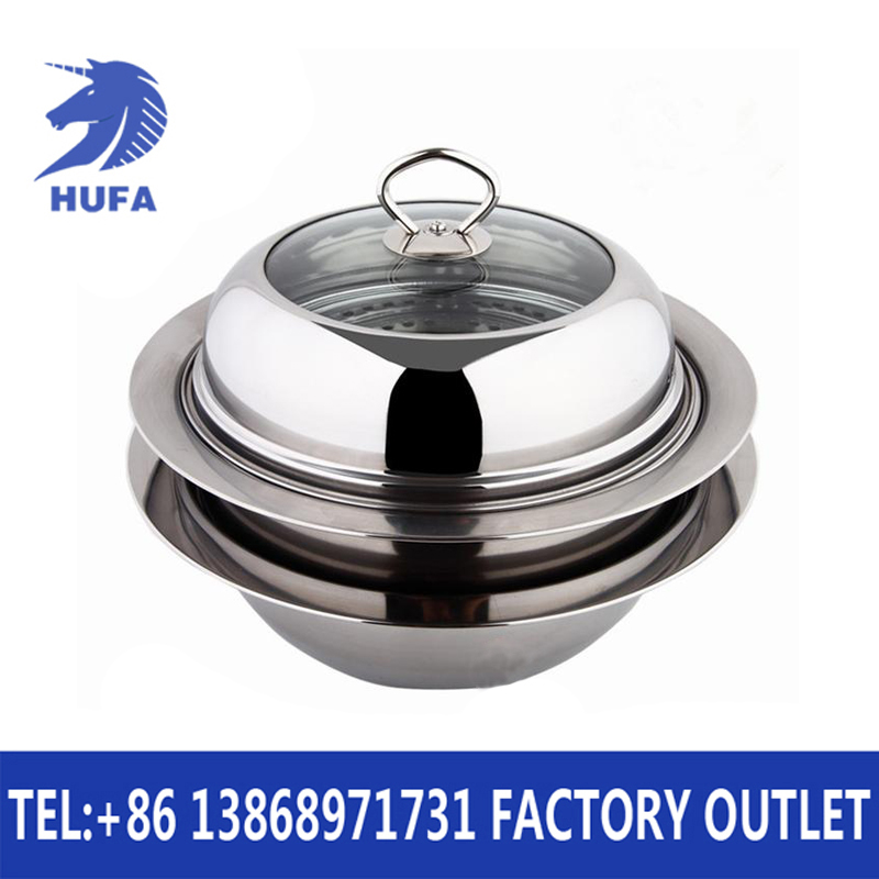 Stainless steel multi-functional steaming pot, flying saucer steamer with steaming rack kitchenware