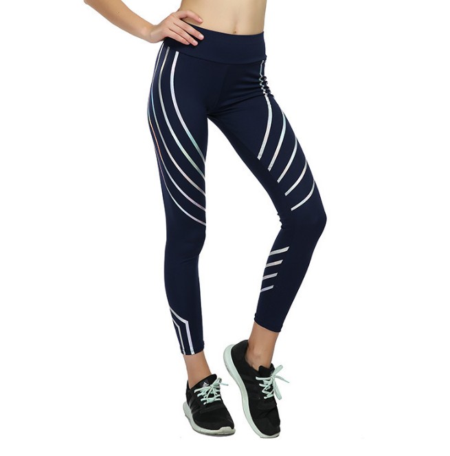 爆款女健身瑜伽镭射印花修身显瘦透气打底裤