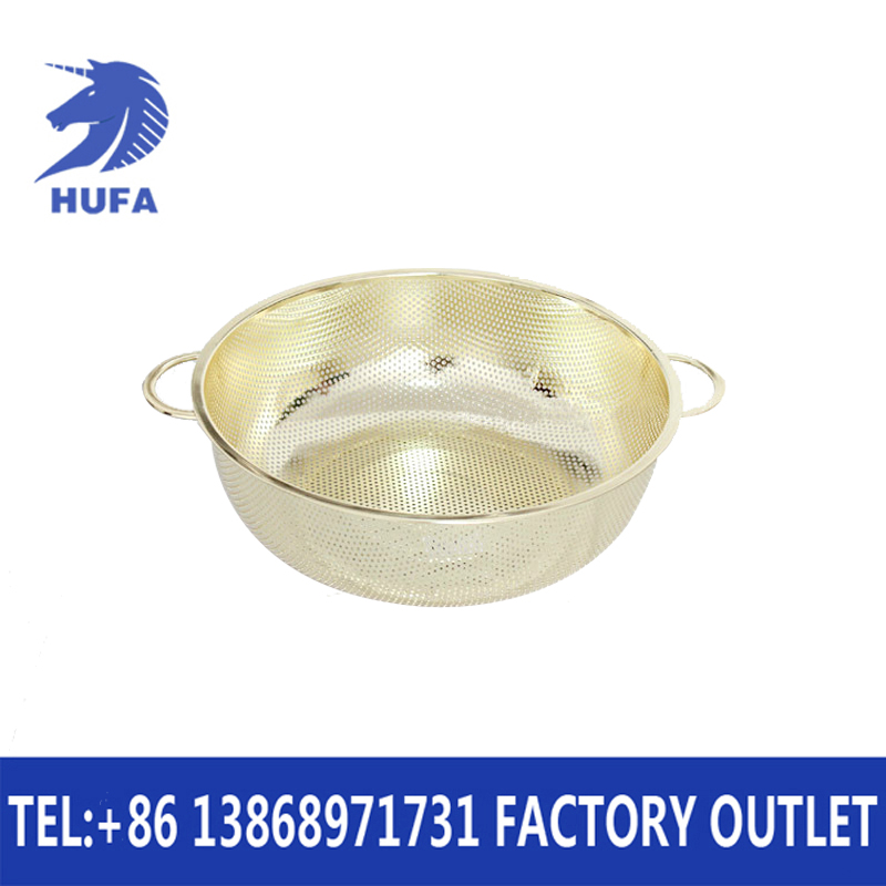 Stainless steel double-ear close-hole multi-purpose basket, rice-washing basket, rice-washing basket, double-ear rice-washing sieve, and vegetable washing basin Specification image