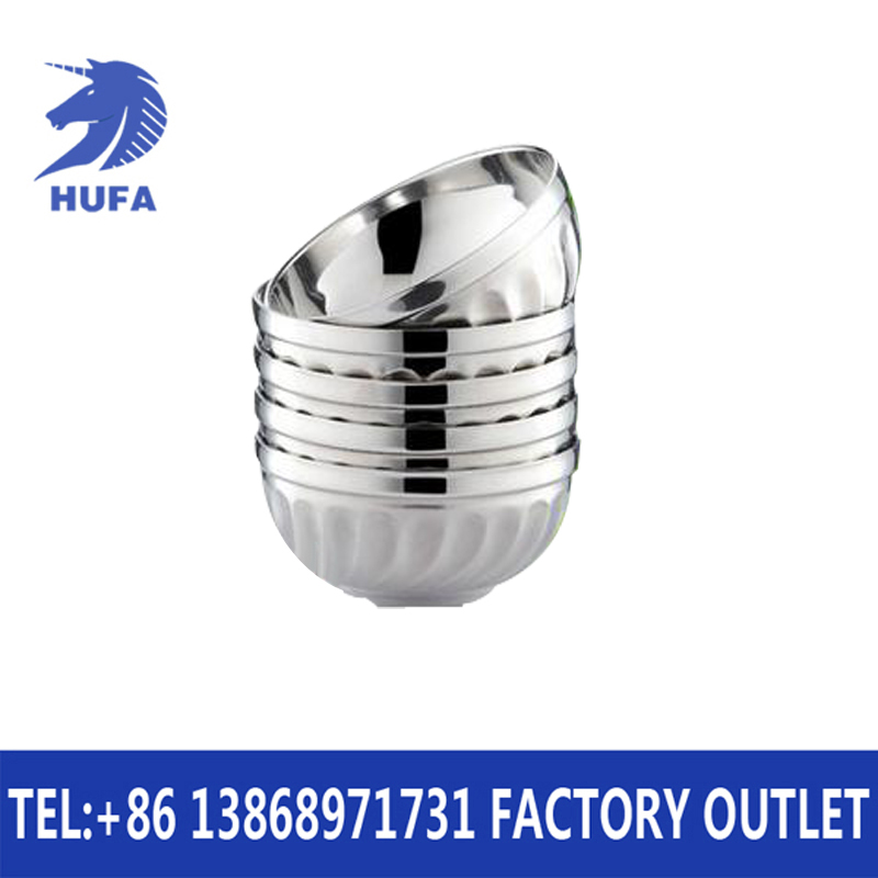Stainless steel double-layer heat-insulating bowl, anti-scald and anti-drop bowl, lily bowl, bright bowl, cafeteria bowl, lily bowl Specification image