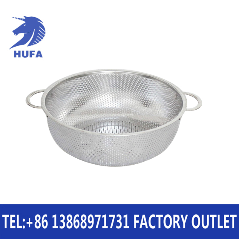 Stainless steel double-ear close-hole multi-purpose basket, rice-washing basket, rice-washing basket, double-ear rice-washing sieve, and vegetable washing basin