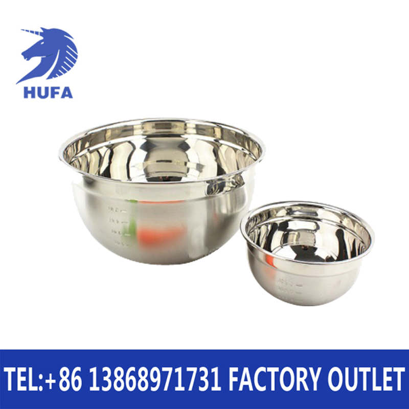 Silicone bottom stainless steel scale color salad bowl