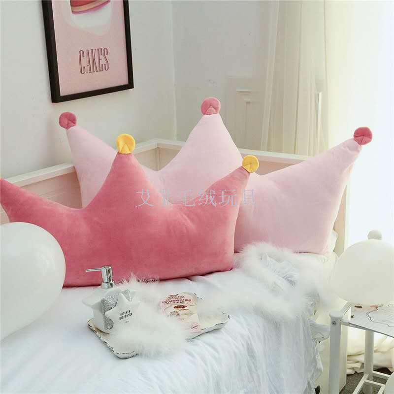New pink and soft Korean CROWN Princess wind bedside cushion children's room decoration pillow cushion plush toys