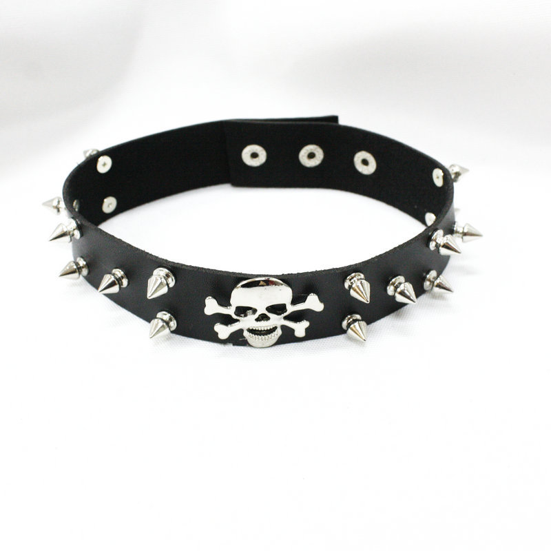 速卖通欧美时尚百搭项圈黑色pu项链女锁骨链脖子圆珠颈链脖链批发