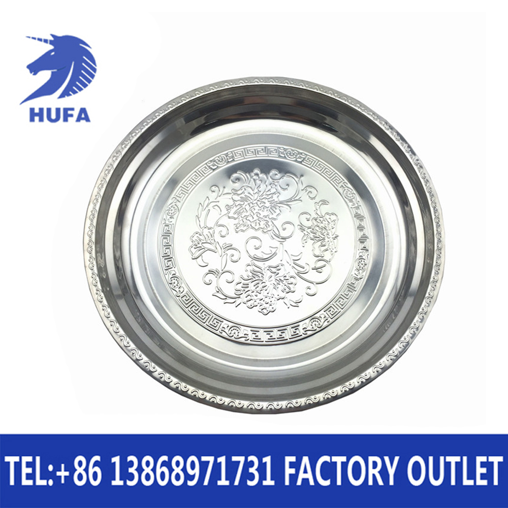 Stainless steel flower-picking large round deep plate for longevity, grape flower plate, rice plate and fruit plate Application Scenario