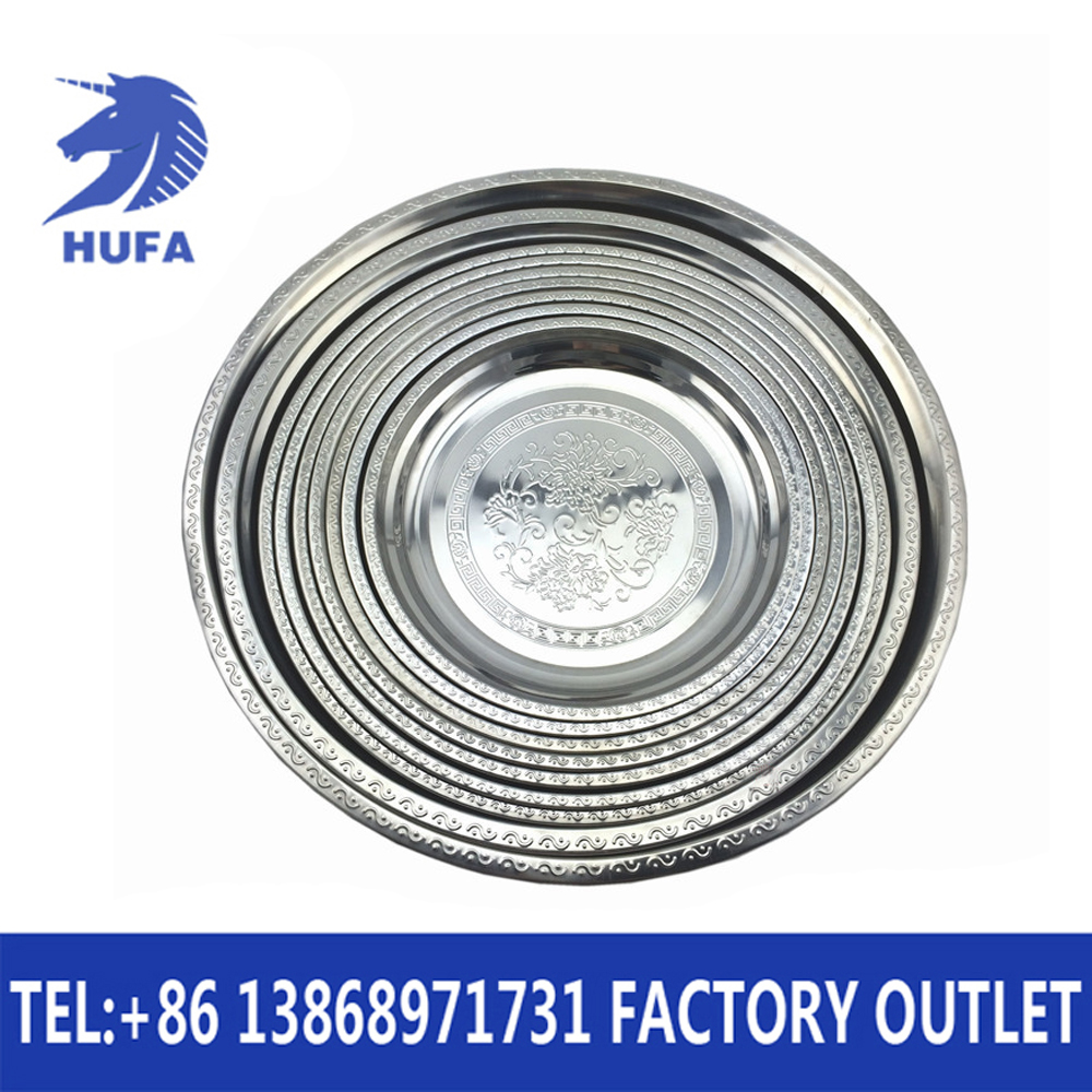 Stainless steel flower-picking large round deep plate for longevity, grape flower plate, rice plate and fruit plate Specification image