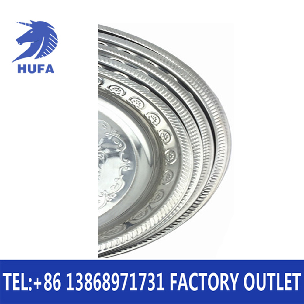 08 thick stainless steel lotus plate, exquisite embossed round plate, embossed electroplated fruit plate Application Scenario