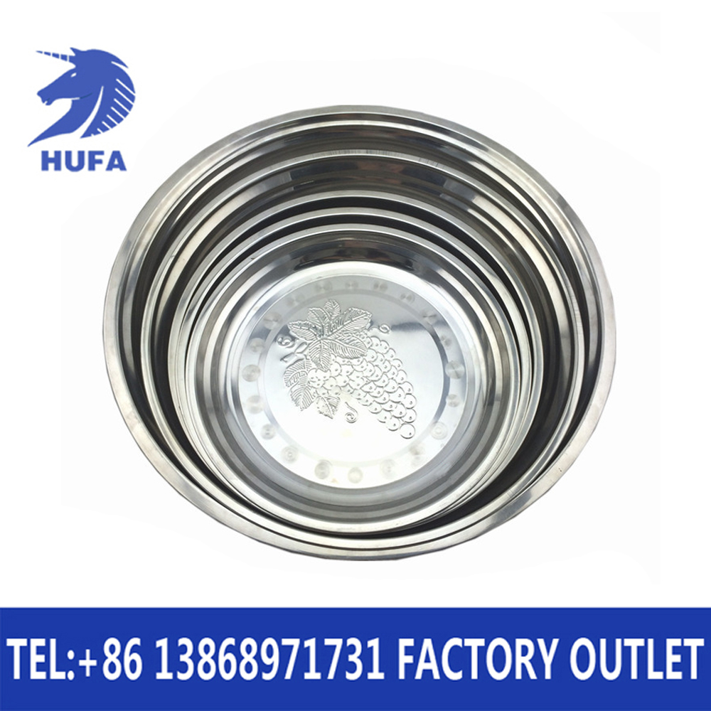 Stainless steel flower-picking large round deep plate for longevity, grape flower plate, rice plate and fruit plate details Picture