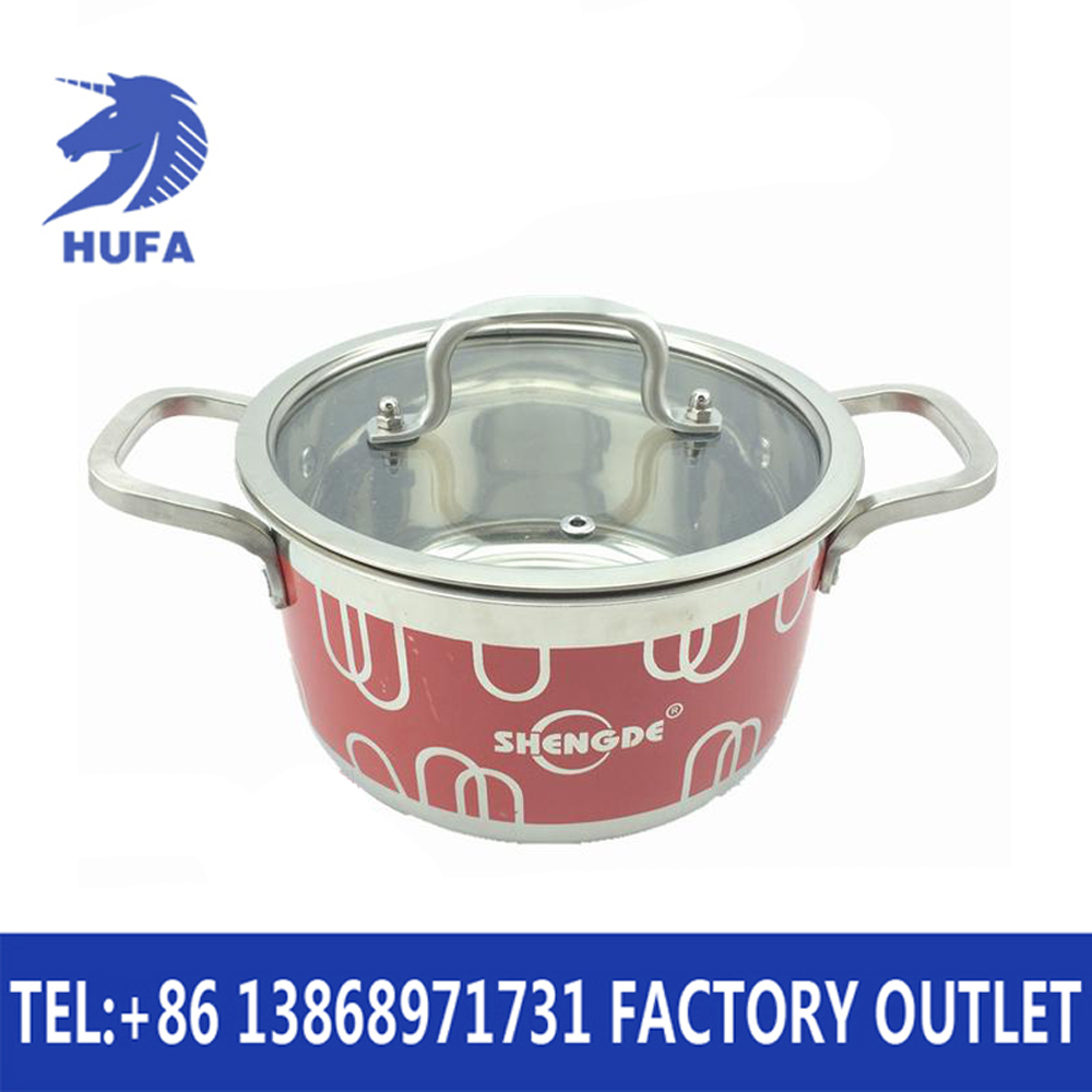 Set pot: Stainless steel colorful right-angle 6-piece set pot with cut edges, straight soup pot/milk pot