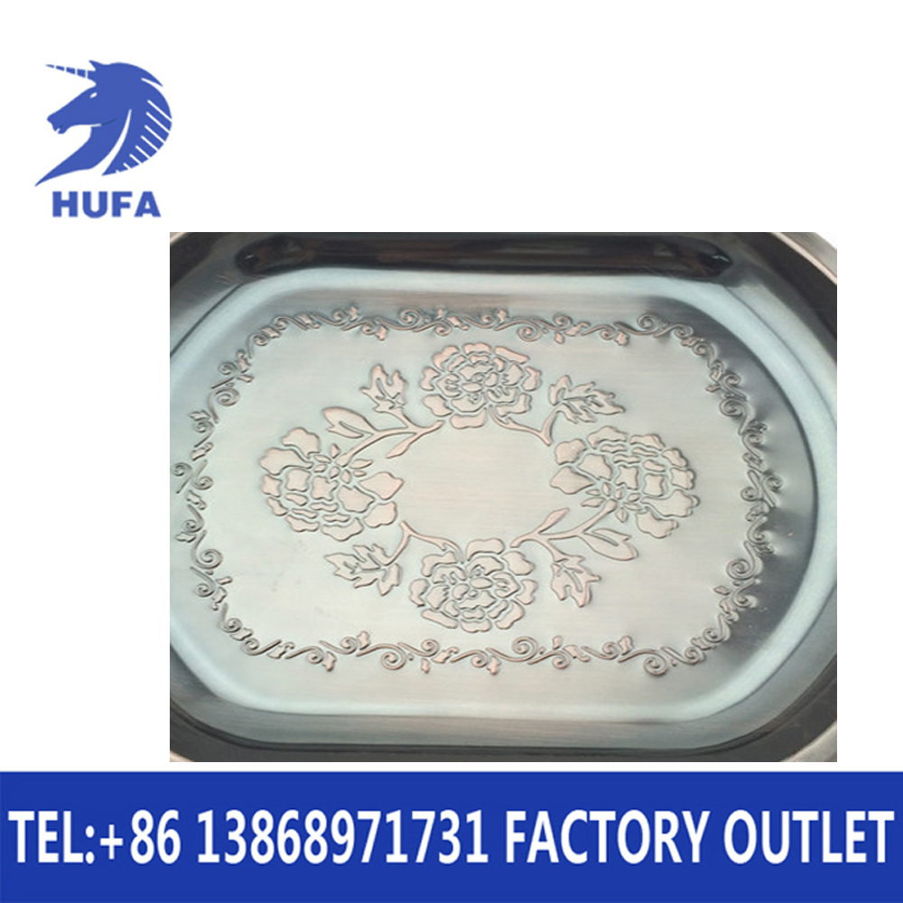 Stainless steel square and round plate, exquisite embossed round plate, embossed electroplated fruit plate, square inside and round outside Application Scenario