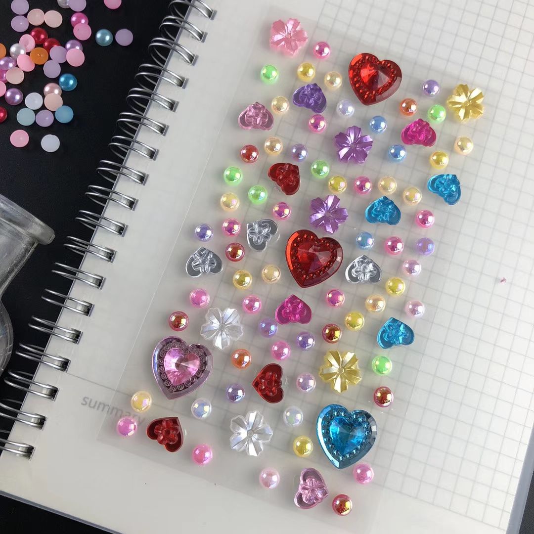 New electroplated acrylic creative stickers, medium-sized heart-shaped plum blossom acrylic stickers for mobile phone stickers