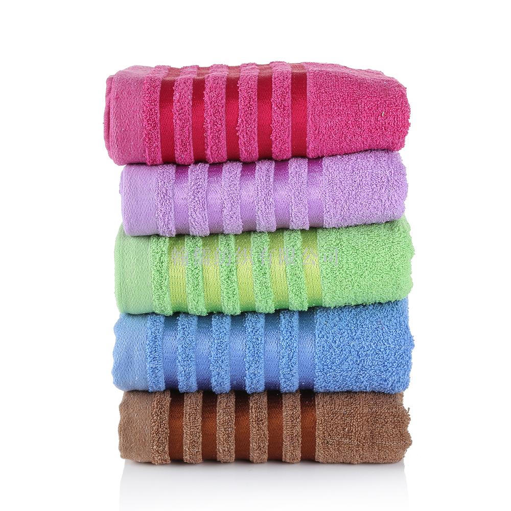 Low price of pure cotton adult towels with five ribbons, plain bath towels