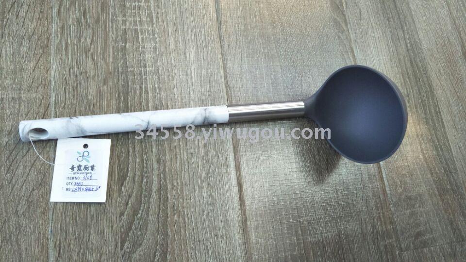 Marble spatulas, silicone kitchenware, silicone soup spoons and strainers