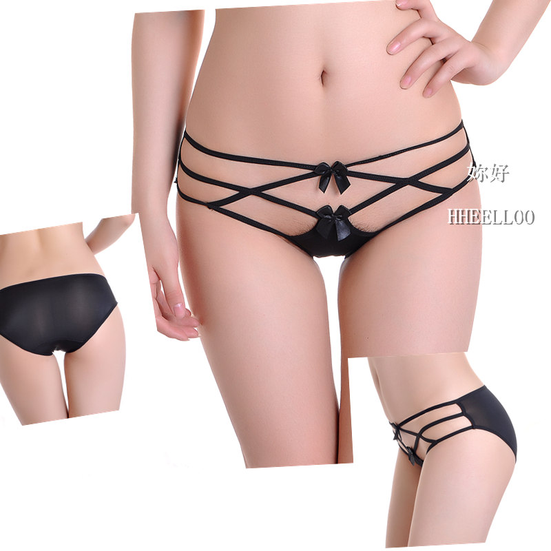 Sexy thin ribbon perforated transparent women's underwear, women's low-waist vacuum women's triangle underwear 513 details Picture