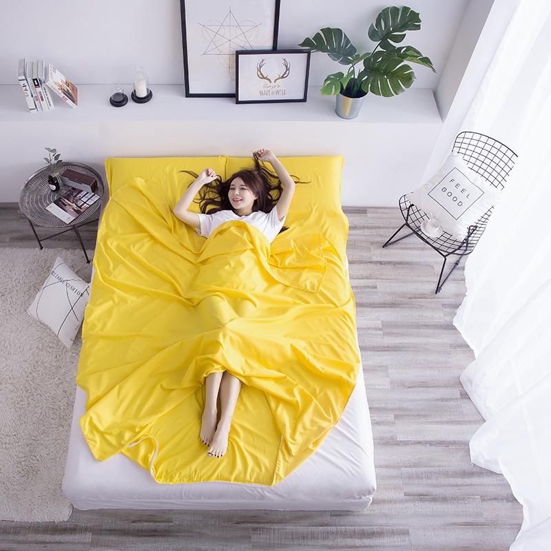 2018 New ywxuege Portable Hotel Sleeper Bag Travel Sleeper Bag solid color series - yellow