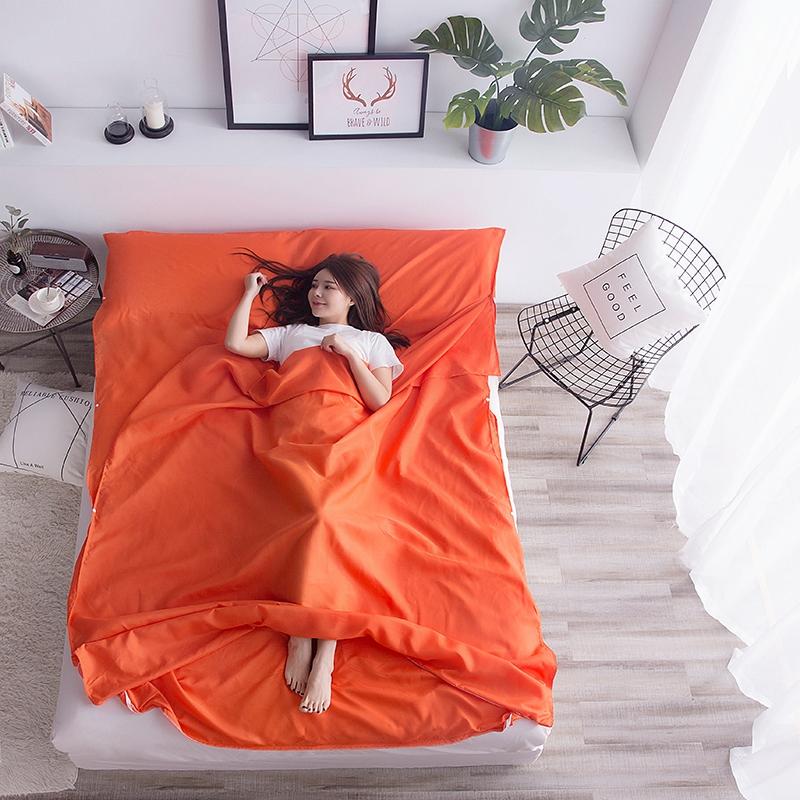 Bedding sheet Quilt set 4 piece set 2022 New YWxuege Portable Hotel Sleeper Bag Travel Sleeper Bag Solid color Series - Orange