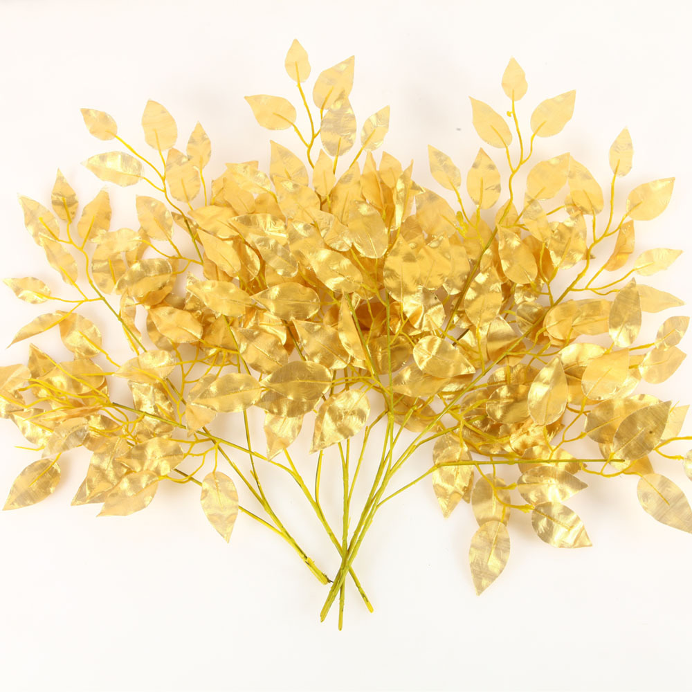 Simulation golden banyan leaf simulation banyan branch simulation plant golden branch false branch decoration project yiwu wholesale