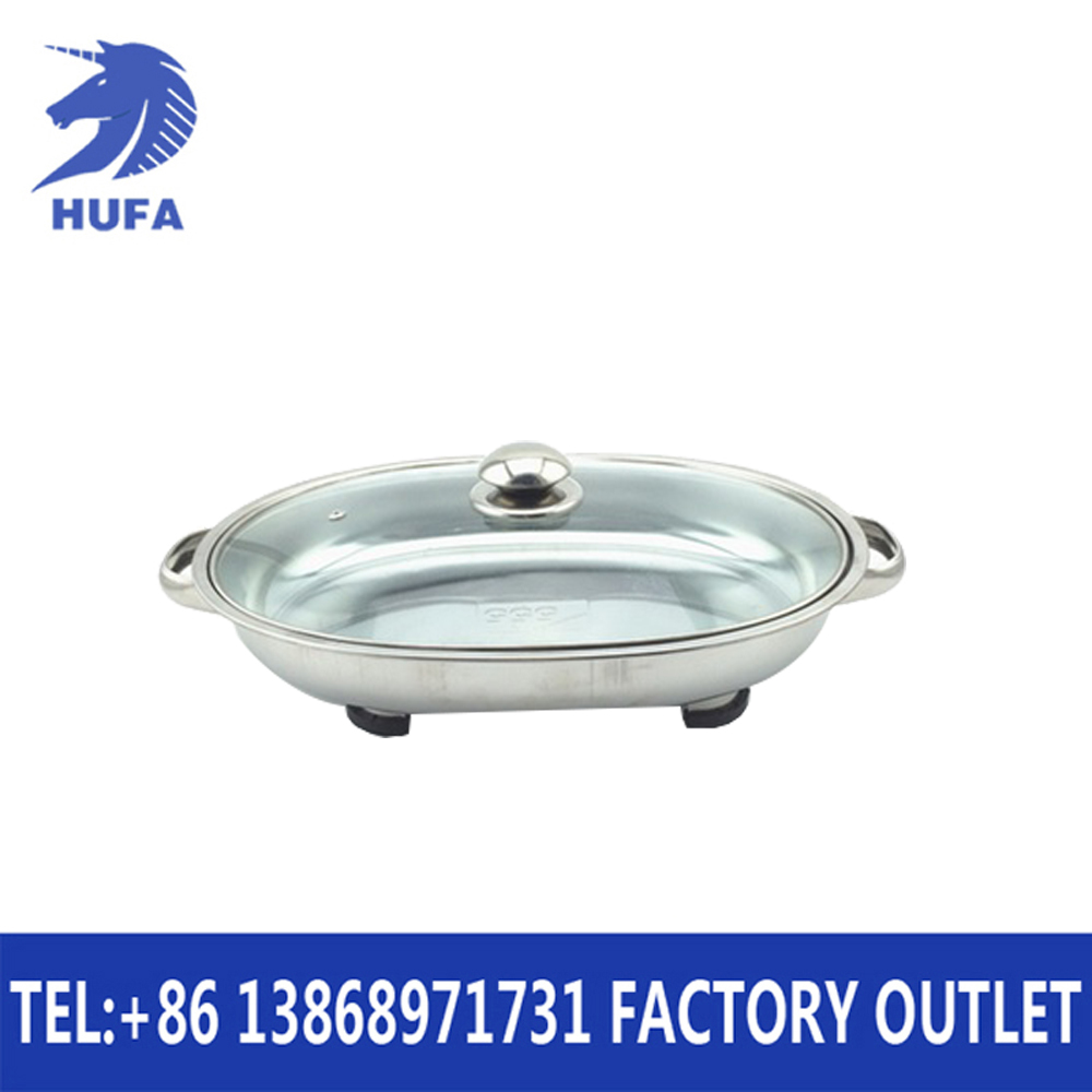 Stainless steel egg-shaped buffet plate, glass lid egg-shaped fast food plate, stove four-cornered plate details Picture