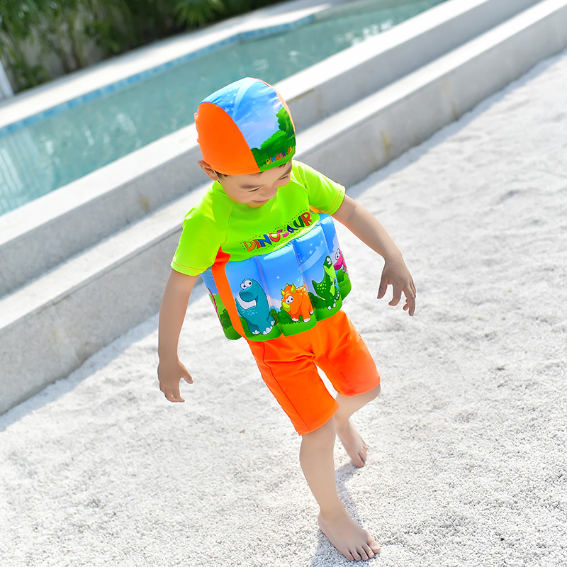 Cartoon children swimsuit Boys and girls baby buoyancy swimsuit Siamese baby swimsuit