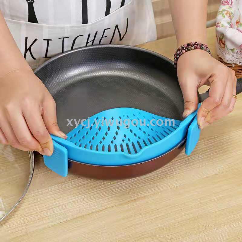 Silicone pot edge vegetable pouring and draining device, household creative noodle filtering and leak-proof baffle, silicone pot edge draining baffle Specification image