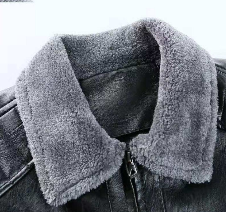 Patterned lapel fleece men's leather jacket, casual coat for middle-aged and elderly men, PU leather jacket Application Scenario