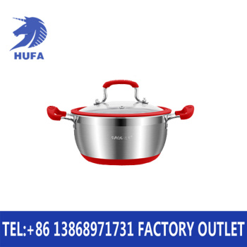 26CM stainless steel silicone base soup pot, gas induction cooker pot, double-ear porridge pot, boiling water pot, soup pot, small stew pot Specification image