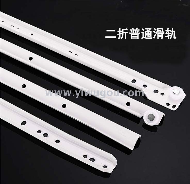 Factory direct sales of powder rail, powder-sprayed slide rail 1.0 roller slide rail, silent two-section drawer slide rail, cabinet slide rail Item Picture