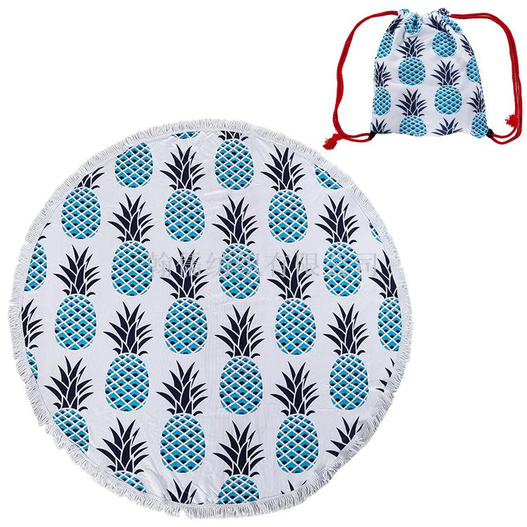 Printed tassel oversized round beach kaleidoscope cushion, seaside vacation floor mat 2-piece set of towel Specification image