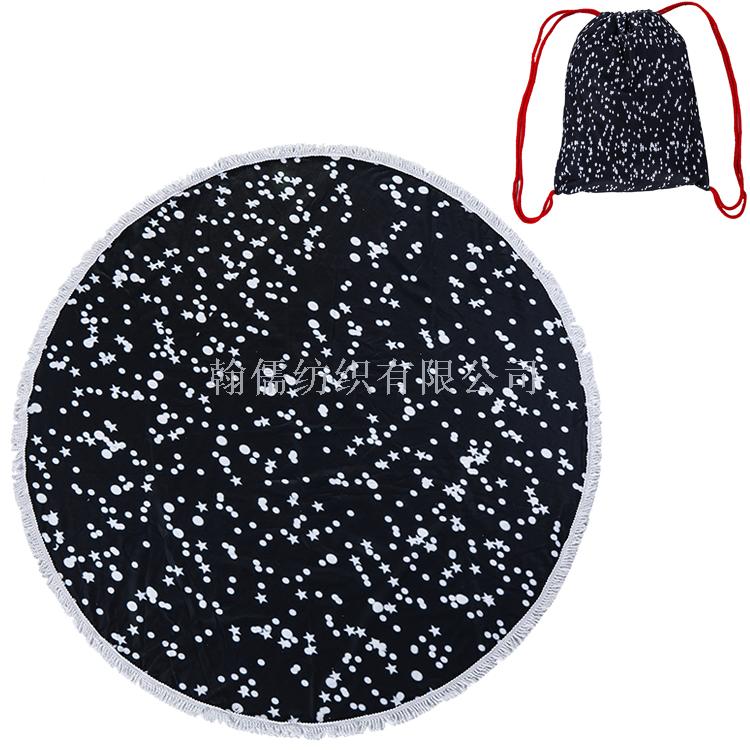 Printed tassel oversized round beach kaleidoscope cushion, seaside vacation floor mat 2-piece set of towel details Picture