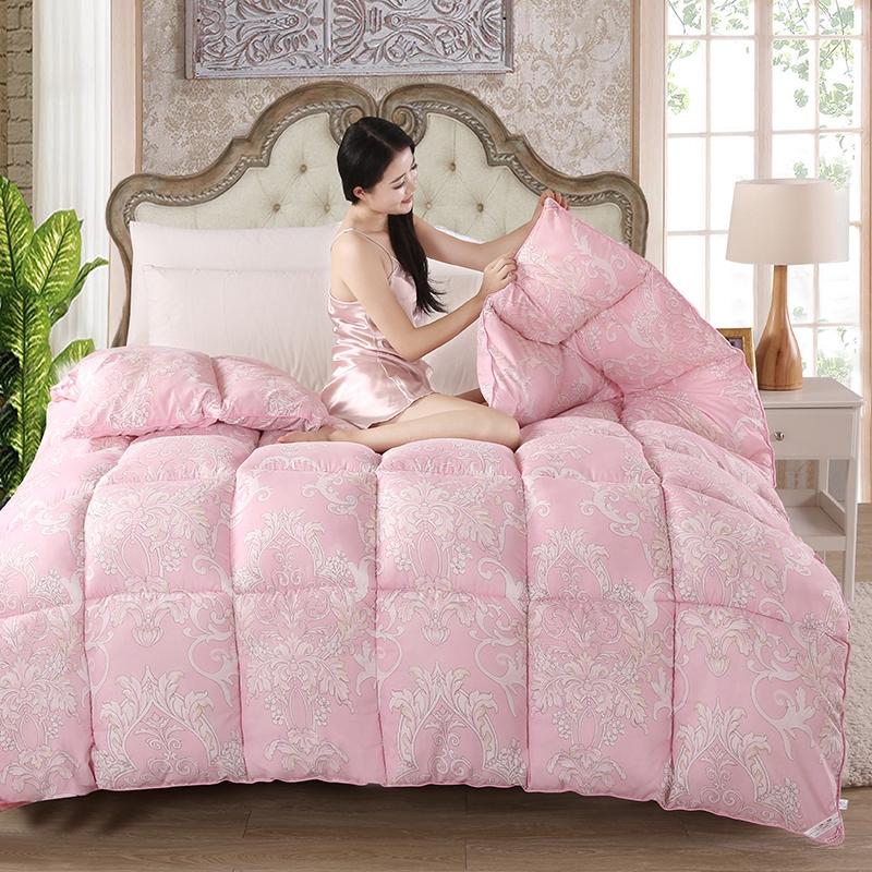 ywxuege's new thickened, brushed and warm winter quilt core - Noble estate white four-piece set of bed sheets, quilt covers, bedding and home textiles details Picture