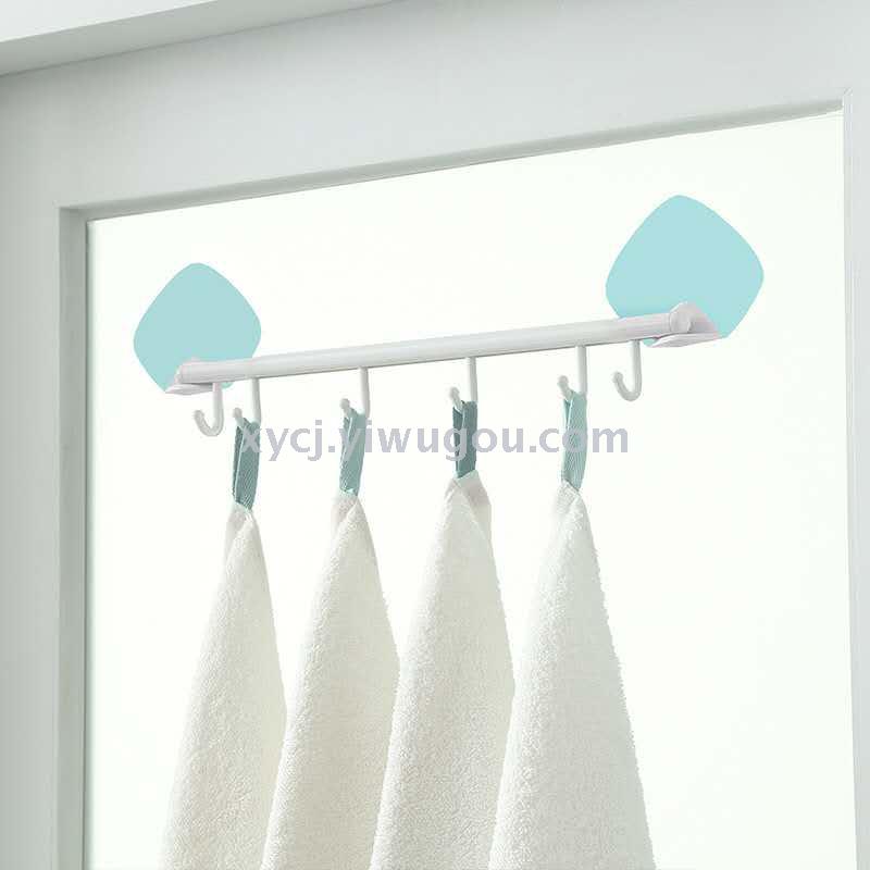 Creative new seamless six-link hook, wall-mounted 6-link row hook, kitchen and bathroom rotatable 6-link mobile hook Application Scenario