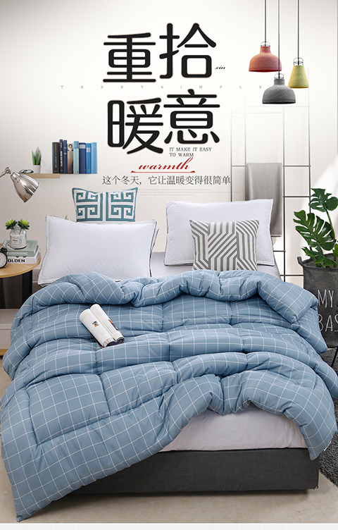 Thick and warm quilts for autumn and winter, core quilts for spring and autumn, air-conditioned quilts, cotton quilts, single and double feather velvet quilts, checkered quilts Application Scenario