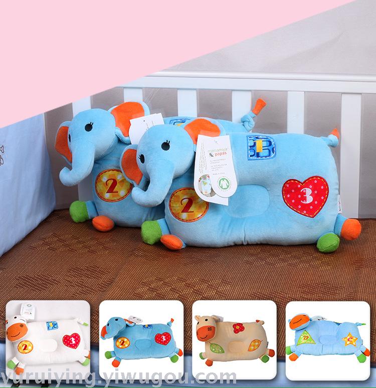 The new multi-functional baby shaping pillow features a cute cartoon animal design. The baby's supine neck support pillow prevents rollover
