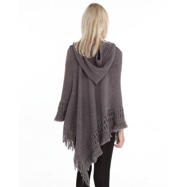 European and American style hooded solid color plus-size women's top, fashionable shawl smock, versatile cape Application Scenario