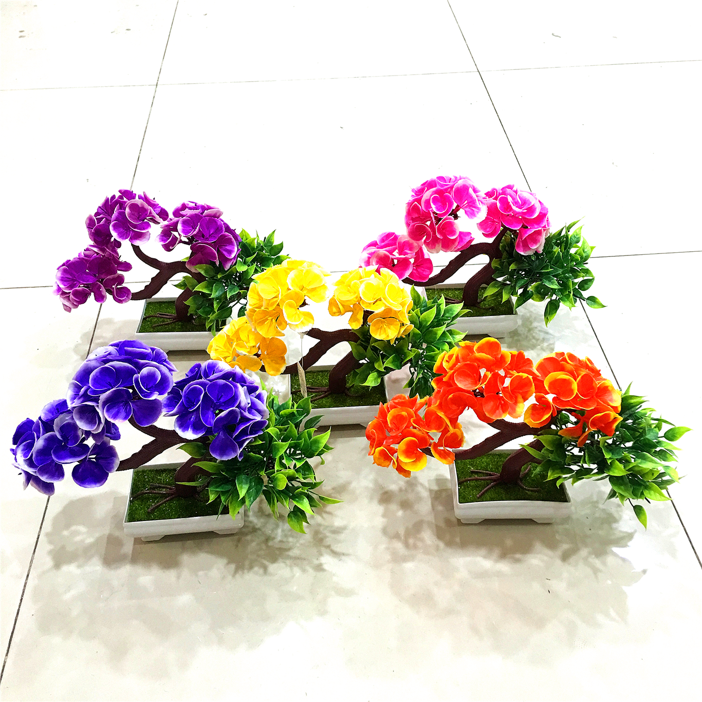 Artificial plant potted plants, indoor artificial green plant potted plants, small bonsai decorative items Specification drawing