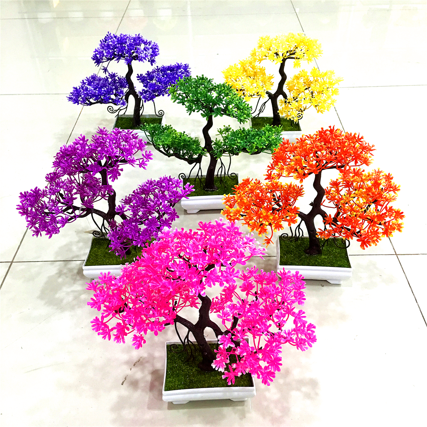 Artificial plant potted plants, indoor artificial green plant potted plants, small bonsai decorative items Specification image