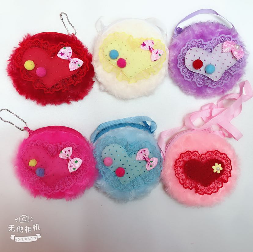 Plush toys, plush coin purse, 10cm round plush heart bag, heart single-shoulder bag