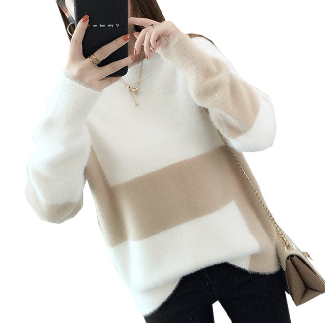 女式貂绒衫实物图