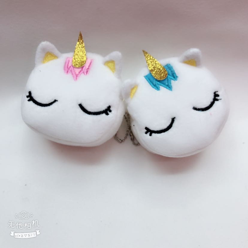 Plush wallet, children's coin purse, plush toy bag, unicorn wallet, 8cm three-dimensional embroidered unicorn wallet Specification image