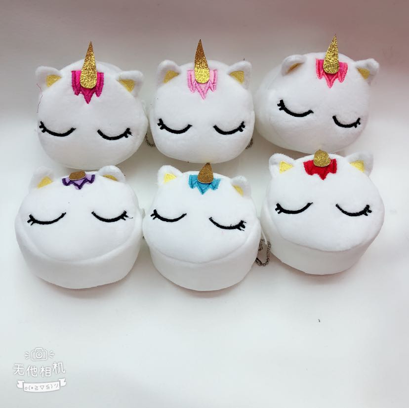 Plush wallet, children's coin purse, plush toy bag, unicorn wallet, 8cm three-dimensional embroidered unicorn wallet details Picture
