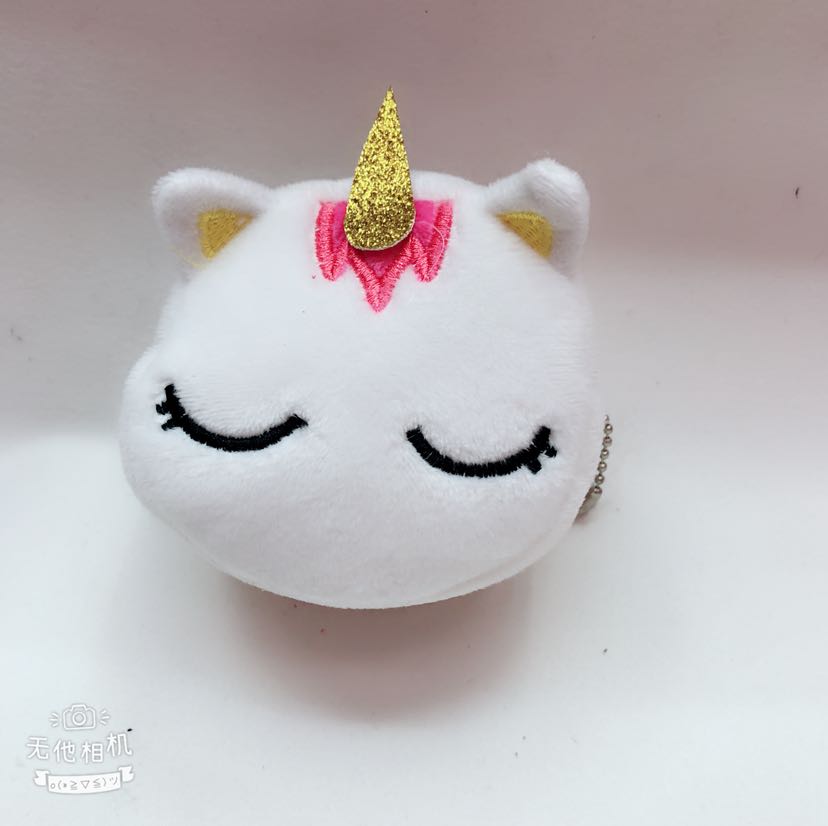 Plush wallet, children's coin purse, plush toy bag, unicorn wallet, 8cm three-dimensional embroidered unicorn wallet Application Scenario
