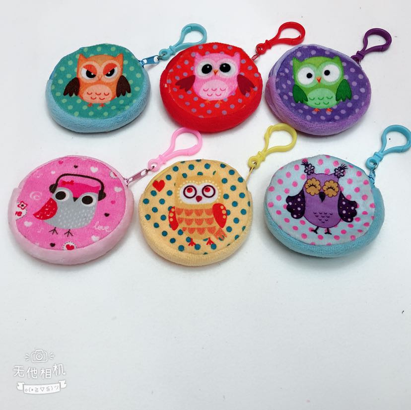 Plush toys, plush wallets, coin purses, 8cm printed owl coin purses, key bags, wallets details Picture
