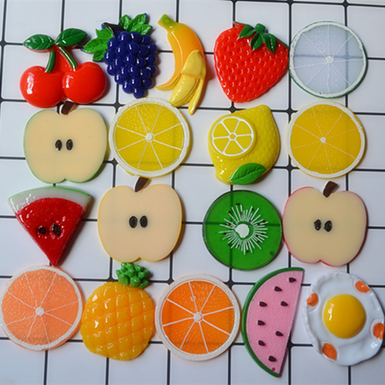Resin large fruit slice accessories strawberry lemon slice refrigerator magnets