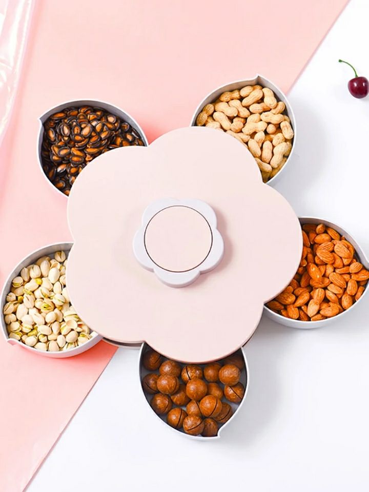 创意欧式旋转果盒糖果盒家用客厅干果盒分格带盖果盘瓜子坚果盒