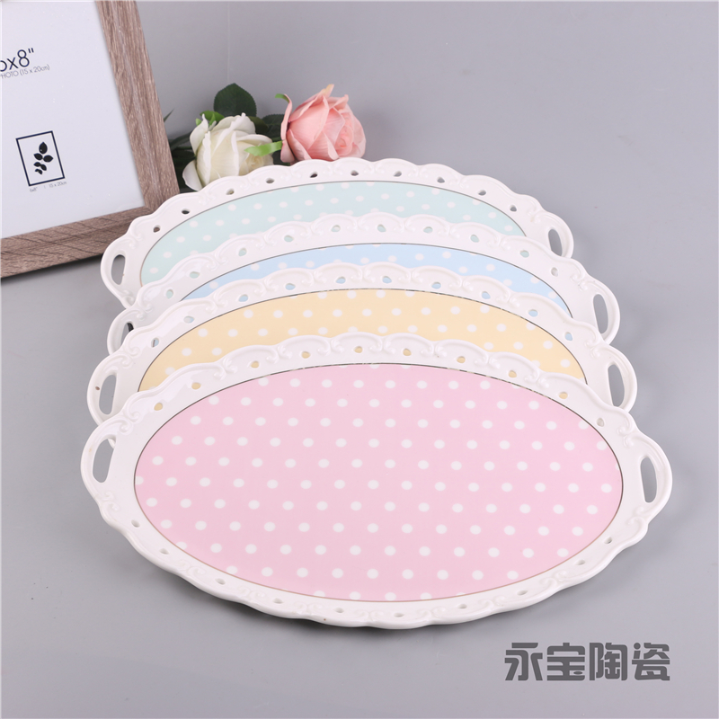 Ceramic Korean-Style Round Colored Plates, Saucers, Photo Props, Paper Plates, Background Plates For Taking Photos, Fruit And Vegetable Plates, Trays